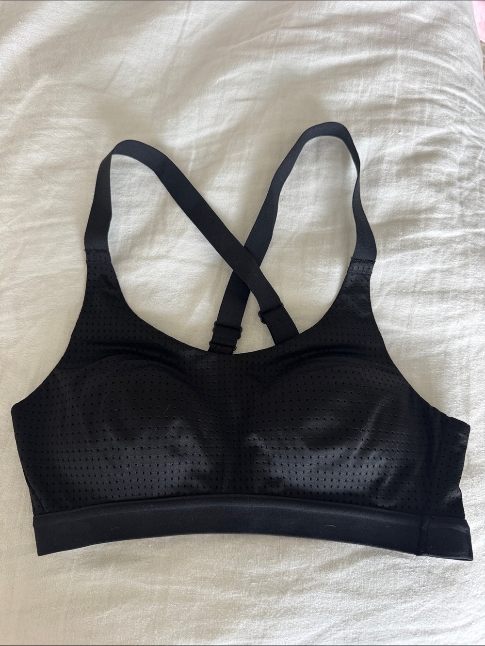 Victoria's Secret Black Perforated Cross-Back Sports Bra